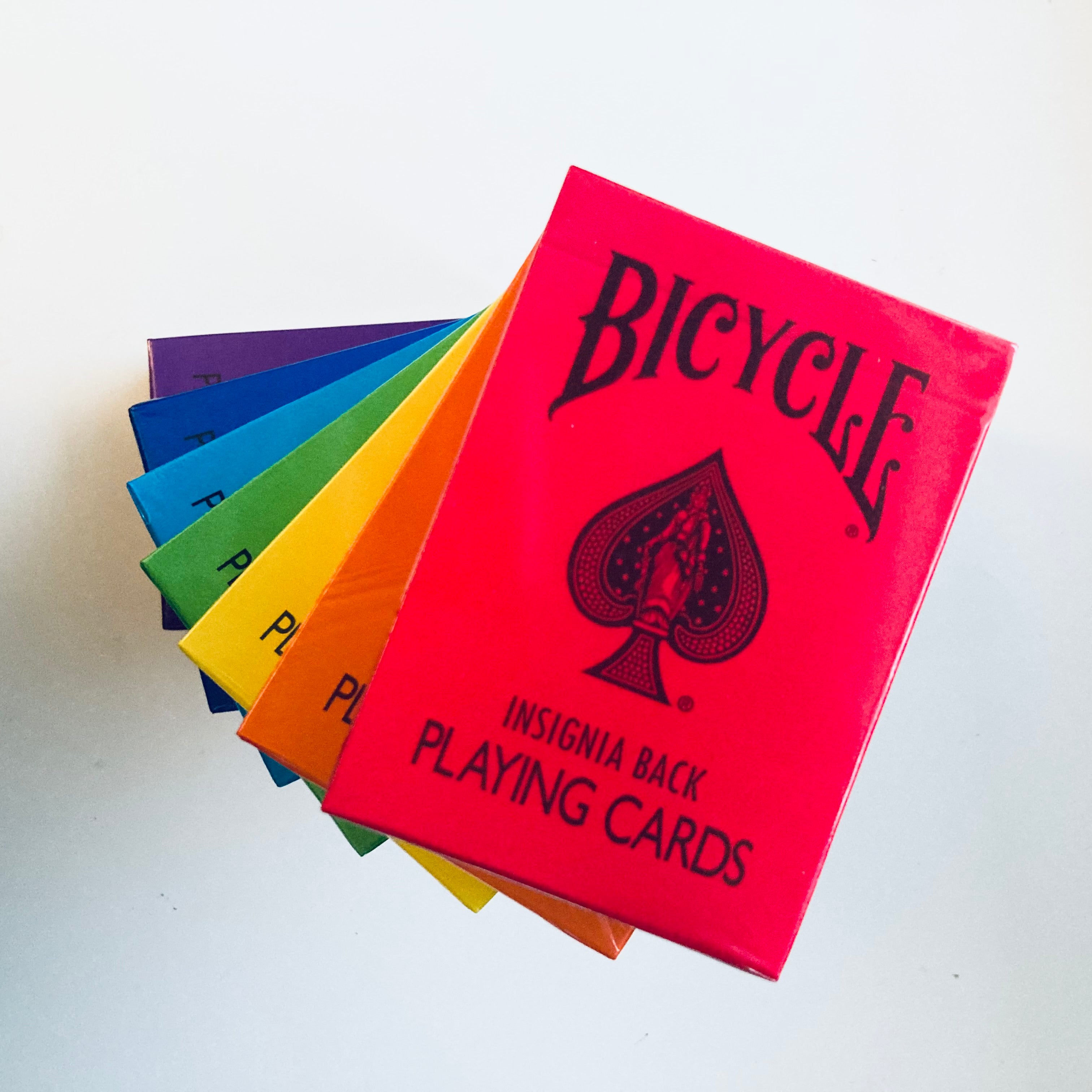 Collector's Edition Rainbow-Wrapped White Bicycle Insignia Back Playing Cards