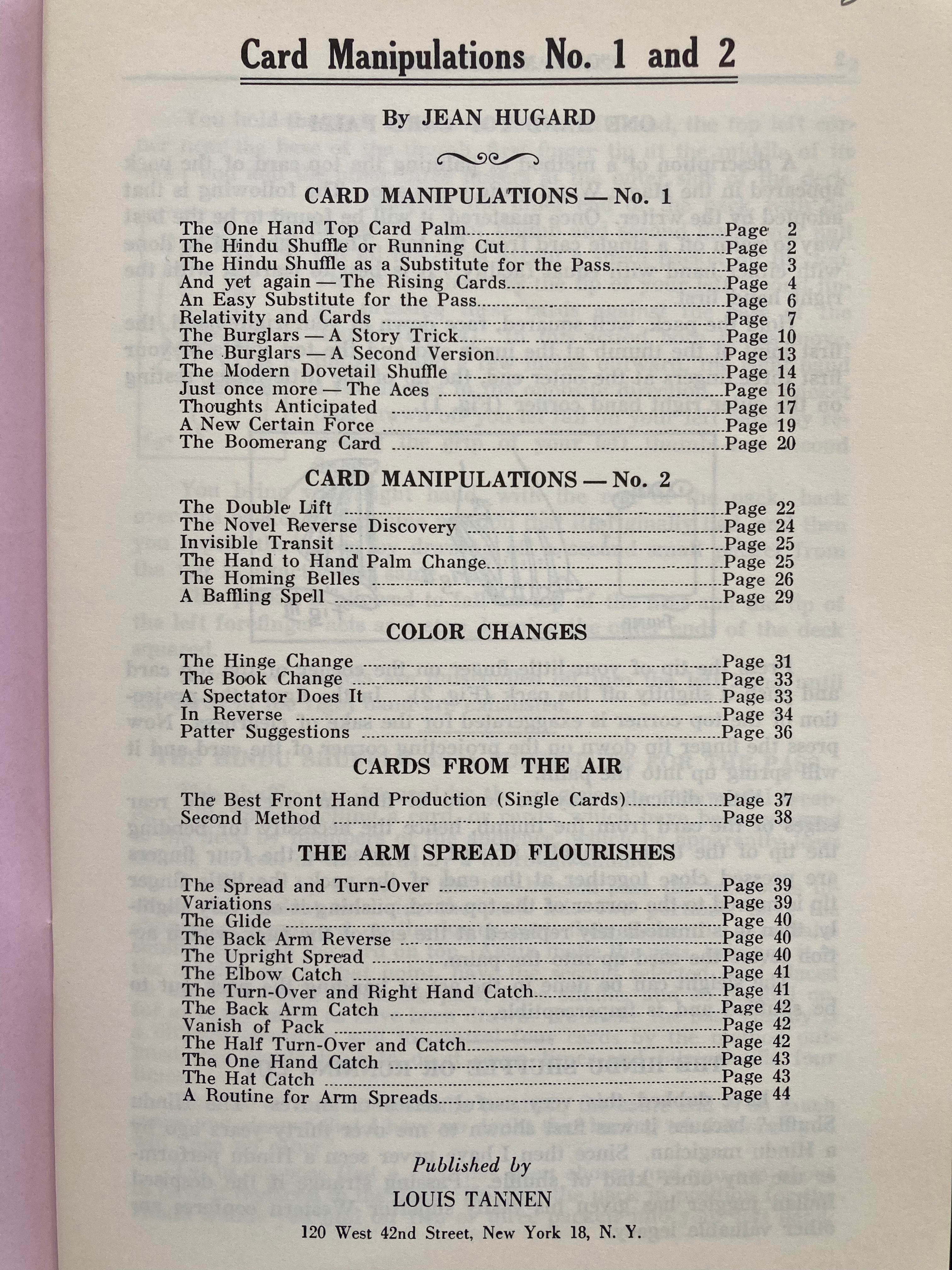 Card Manipulations by Jean Hugard Original Paperback Booklet Series 1-5