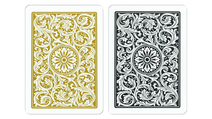 Copag 1546 Plastic Playing Cards Poker Size Regular Index Black and Gold Double-Deck Set