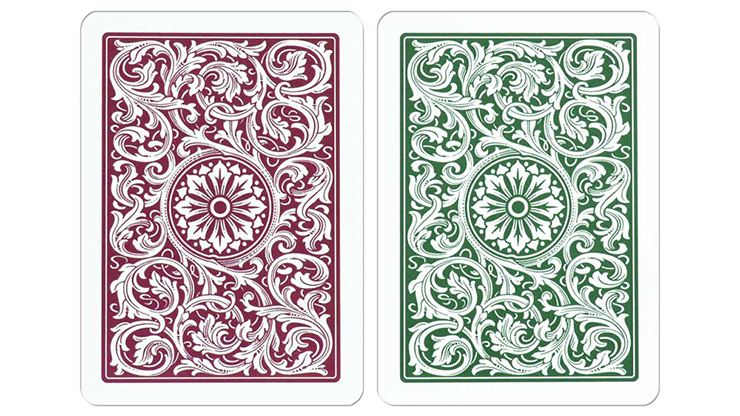 Copag 1546 Plastic Playing Cards Poker Size Regular Index Green and Burgundy Double-Deck Set