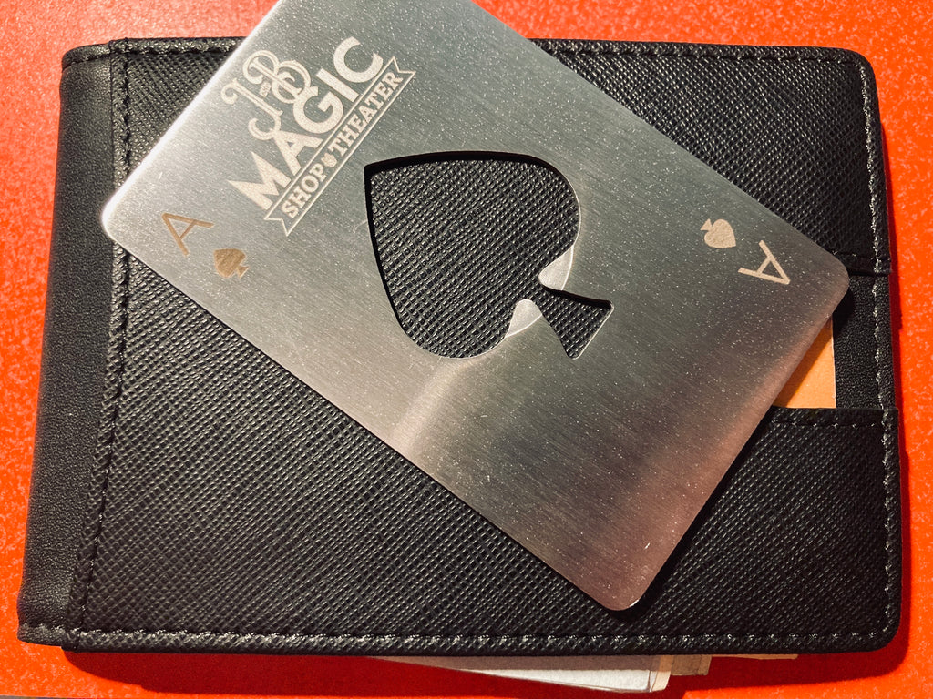 J&B Magic Shop Ace Of Spades Credit Card Bottle Opener